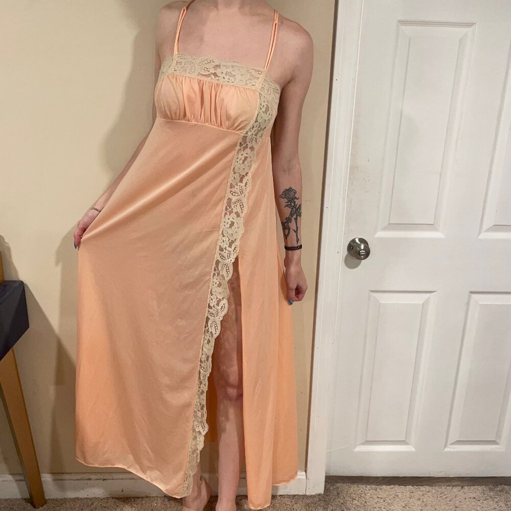 SOLD Pink Vintage Lace Slip Dress